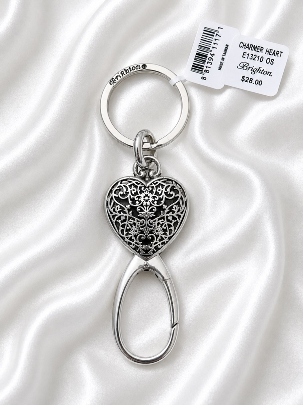 Brighton Charmer Heart Key Fob Filigree Keychain Bag Hook